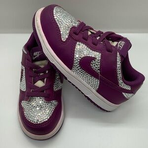 Nike Dunk Low “Purple/White” Toddler Girls’ Shoe Sz 9C & Crystal Rhinestones